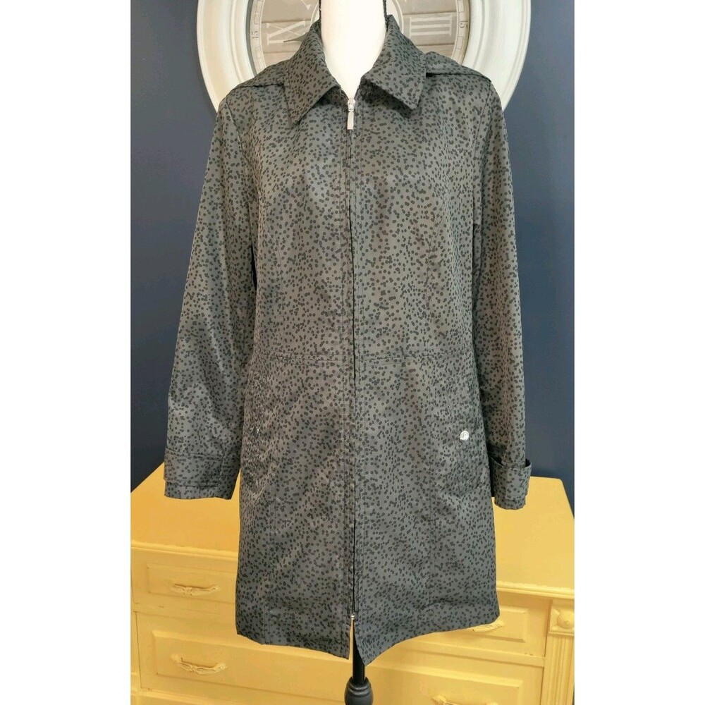 Breckenridge Rain Jacket Coat Women's Medium Gray Black Speckles Full Zip Hood